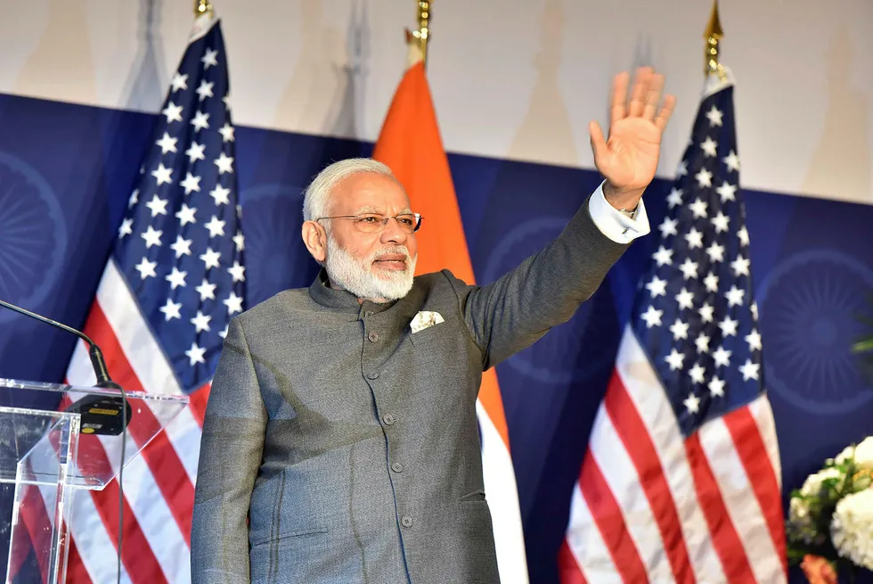Indias statsminister Narendra Modi avbildet i Washington 25. juni, dagen før han skal bli mottatt av USAs president Donald Trump. Foto: AFP/ NTB Scanpix