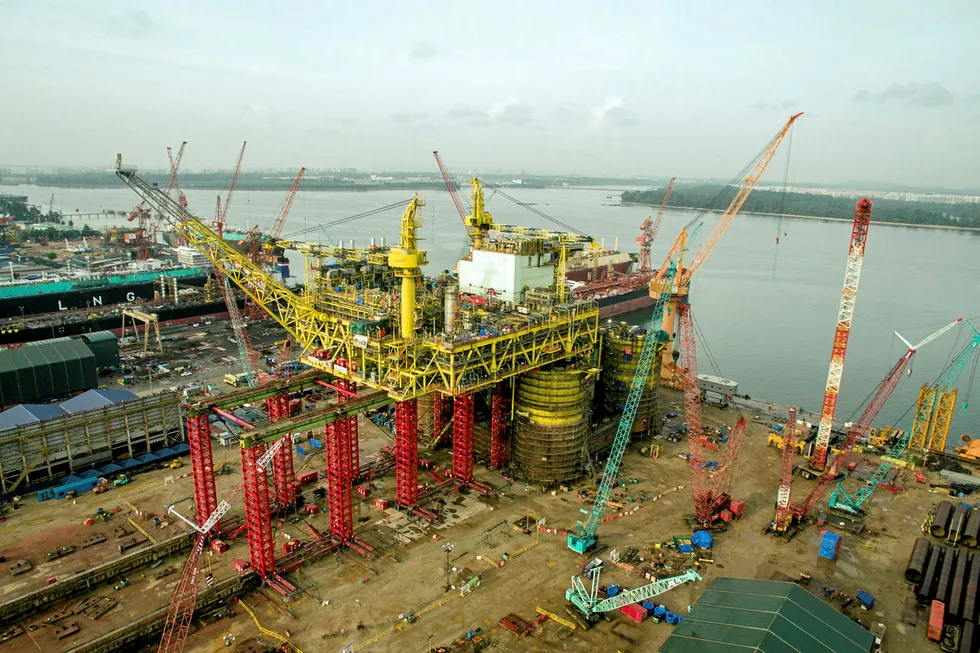 Heavy undertaking: work on the Malikai offshore platform in 2015 at Malaysia Marine & Heavy Engineering