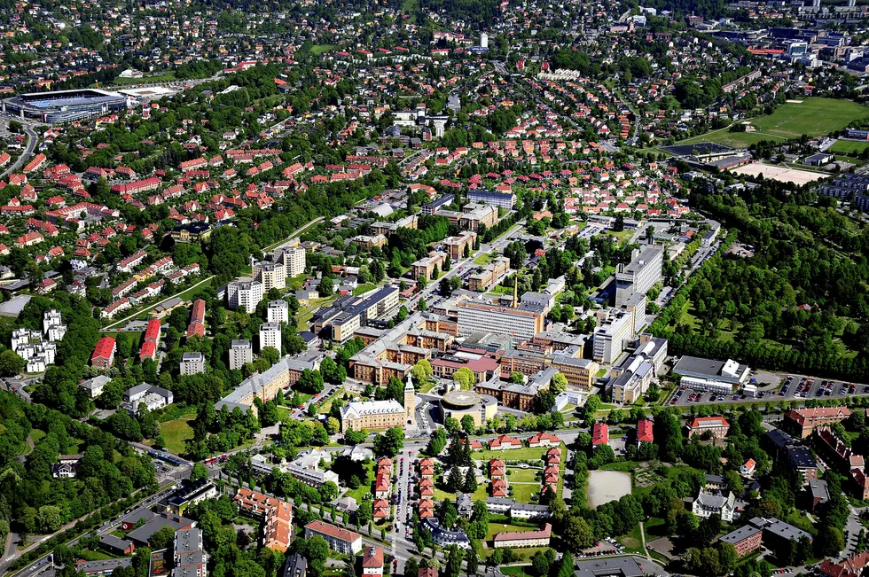 Flyfoto over Ullevål Sykehus.
