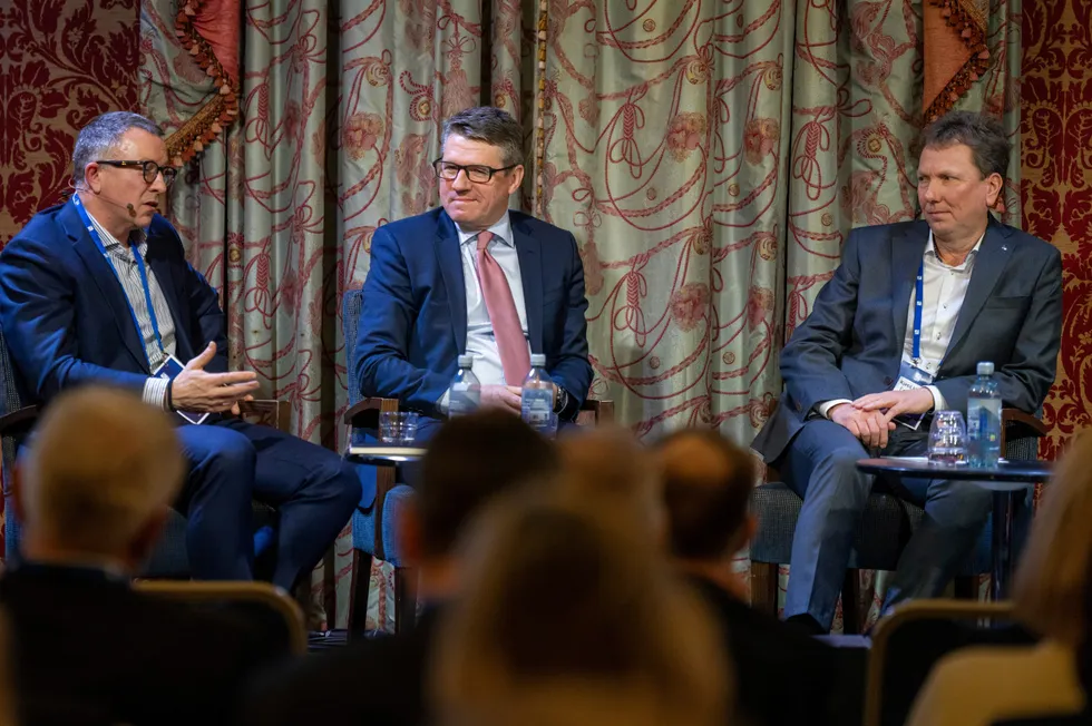 From left: Aker BP chief executive, Karl Johnny Hersvik, Vaar Energi chief executive, Nick Walker, and Equinor executive vice president for Norway E&P, Kjetil Hove.