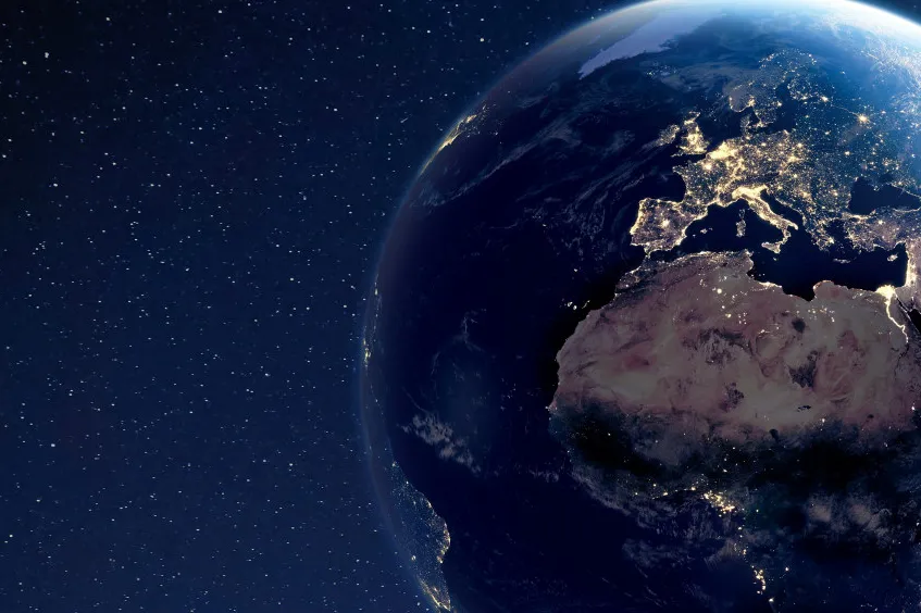 Planet Earth, with a focus on Africa and Europe.