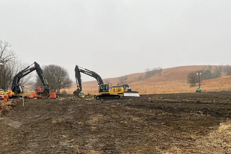 Shut in: TC Energy crews perform excavation efforts at the pipeline rupture and oil discharge site near Washington, Kansas.
