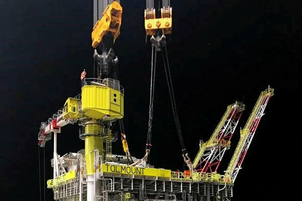 Job done: the installation of Premier Oil's Tolmount platform in the UK southern North Sea