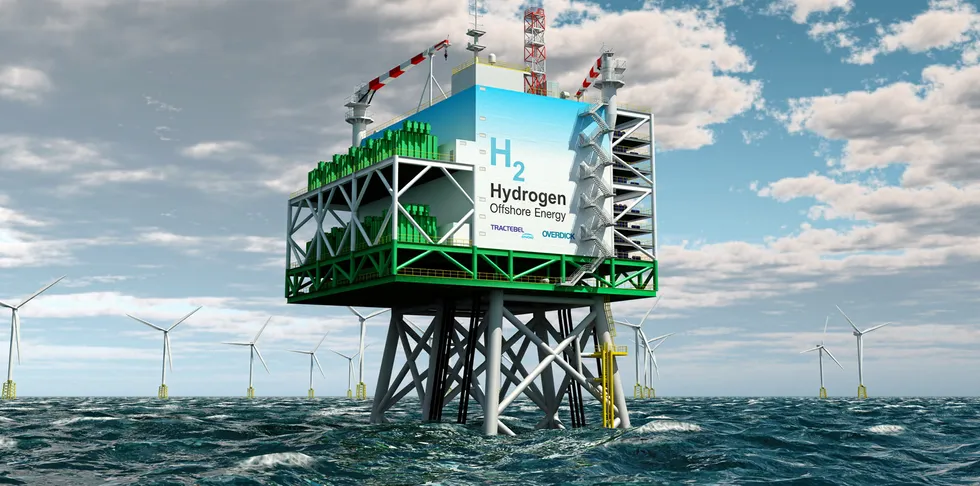 An offshore green-hydrogen plant, as envisaged by Engie's Tracetebel unit.