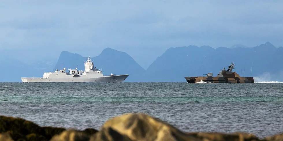 Aktivitet utenfor Andøya i forbindelse med en militærøvelse.