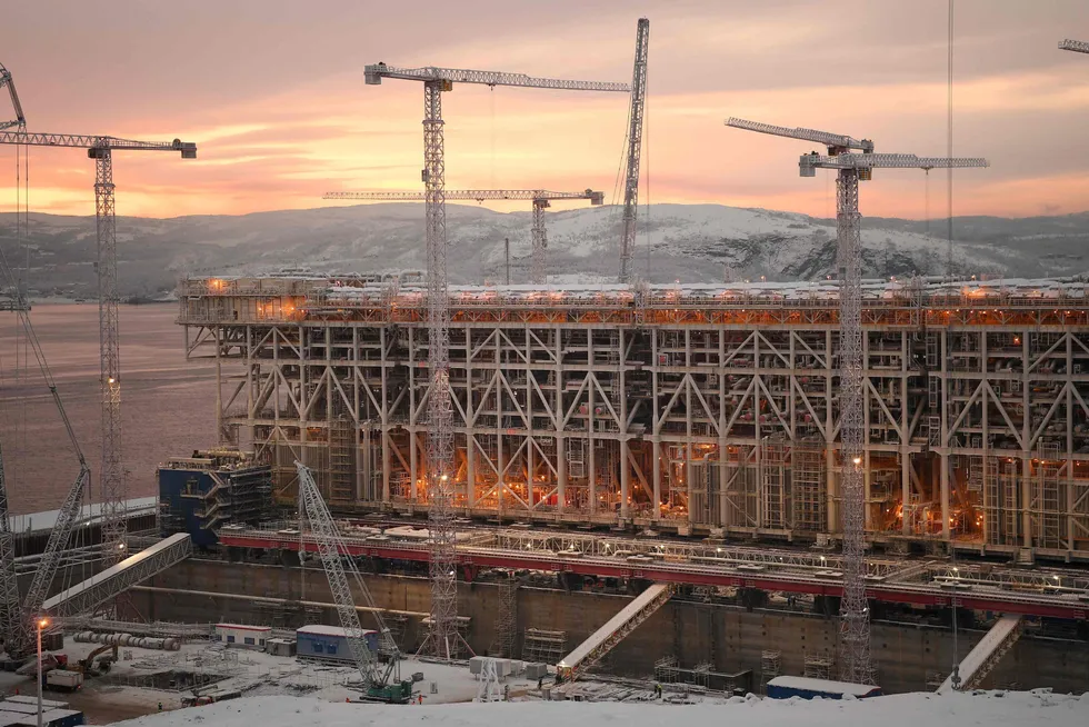 Construction: gravity-based structures for the Arctic LNG 2 project being fabricated in the Murmansk region of Russia