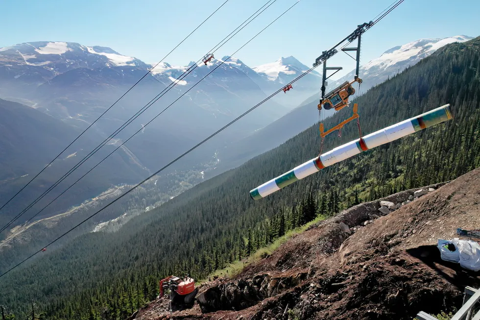 Final weld on Coastal GasLink pipeline took place on Cable Crane Hill outside Kitimat, British Columbia in Canada.