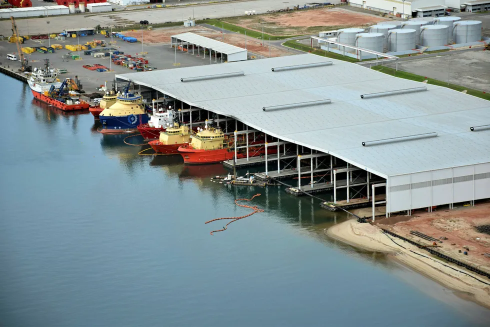 Operations: Edison Chouest's B-Port logistics support base and repair shipyard at the Port of Acu