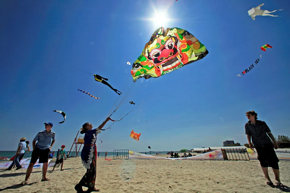 At the beach: flying kites on Romania's Black Sea coast