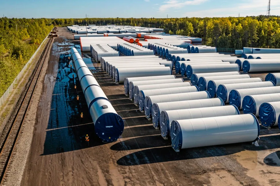 Towers for a Vestas project at a Marmen, Inc. manufacturing plant