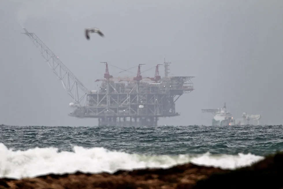 New rival: a view of the platform of the Leviathan natural gas field in the Mediterranean Sea as seen from the Israeli northern coastal city of Dor