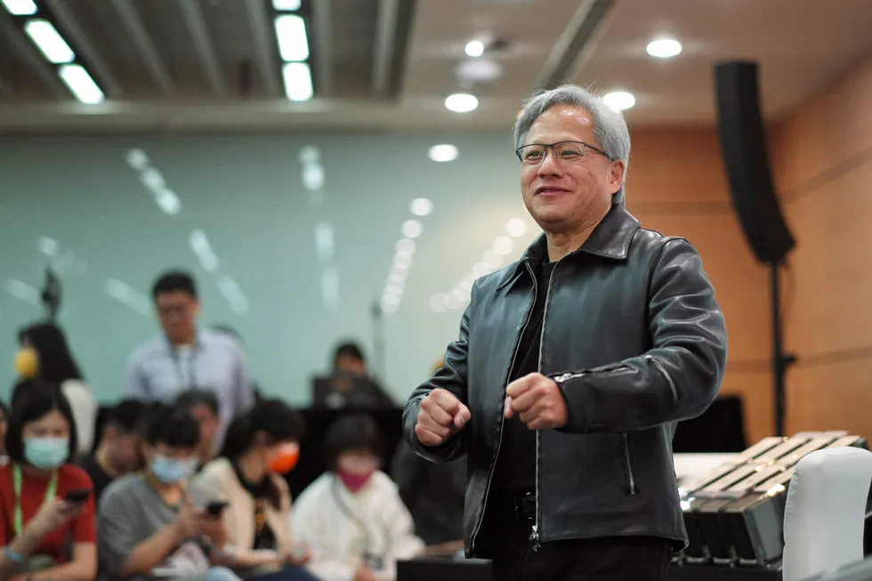 Nvidia-sjef Jensen Huang på et arrrangement i Taipei i mai.