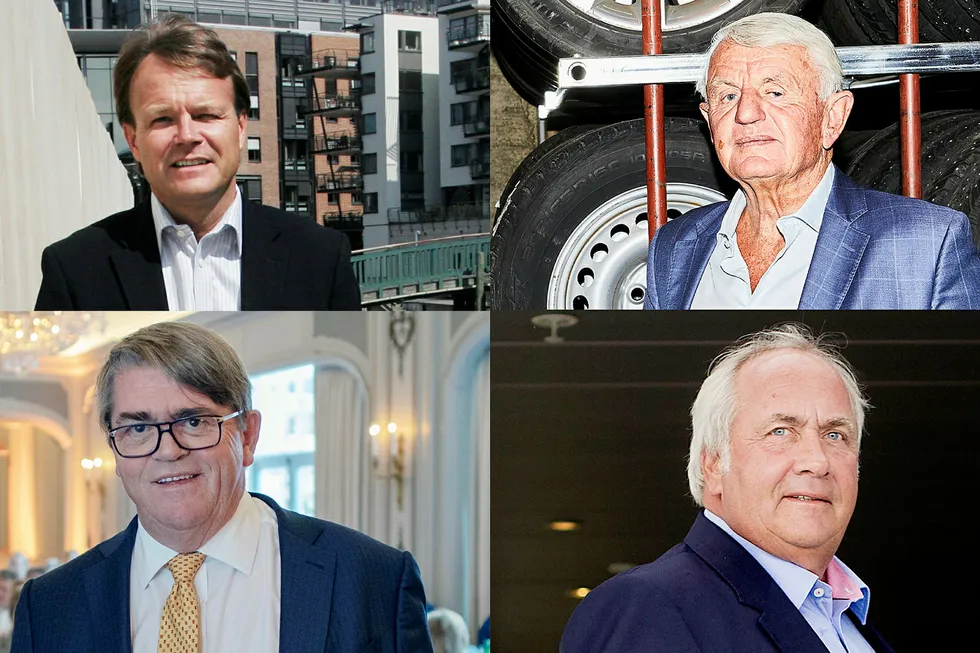 Fra øverst til venstre: Eiendomsinvestor Kim Erla, investor Egil Stenshagen, forvalter Jan Petter Sissener, og investor Torstein Tvenge.