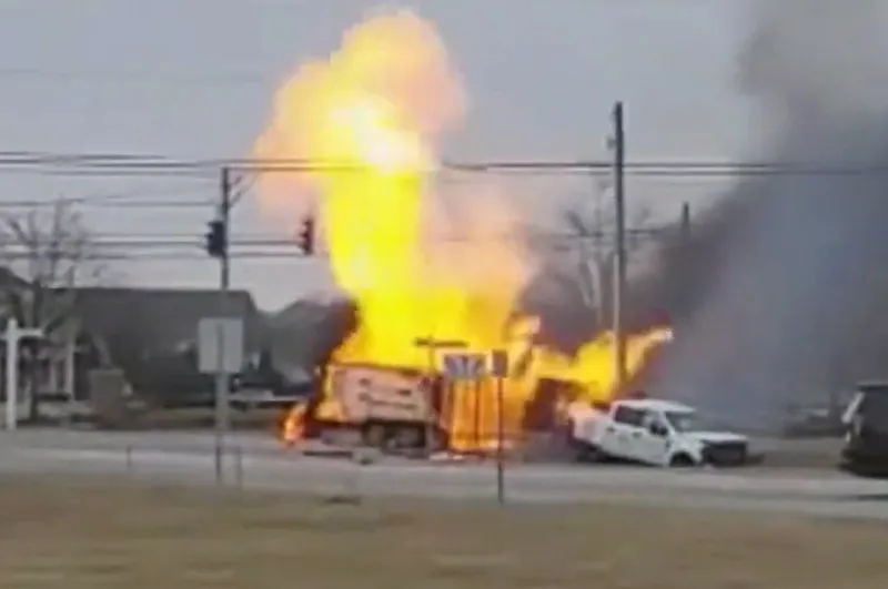 A still from mobile phone footage of the crash in Ohio.