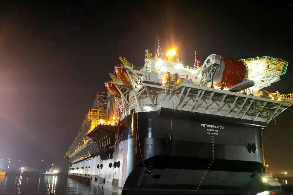 Setting sail: the P-70 FPSO has departed COOEC's yard and is en route to Brazil