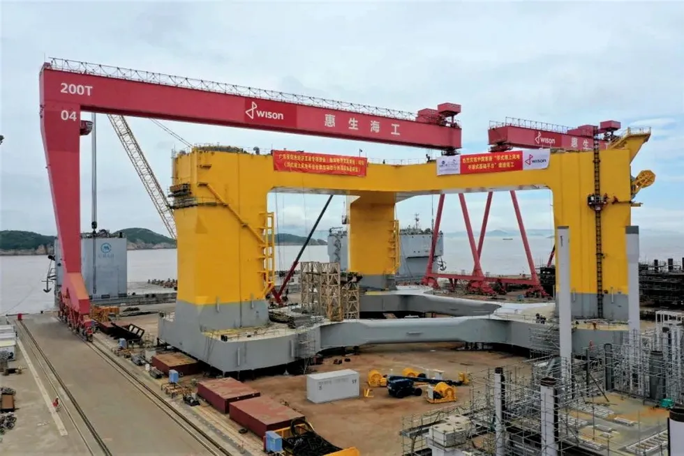 Rolled out: China’s first floating wind platform ready to sail away next week