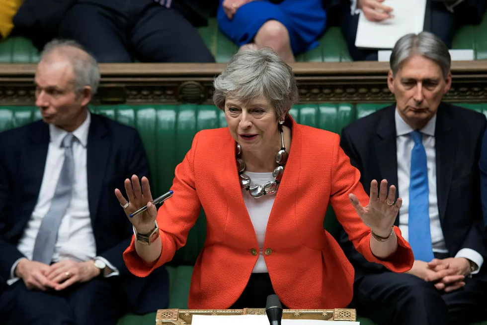Storbritannias statsminister Theresa May i Underhuset onsdag