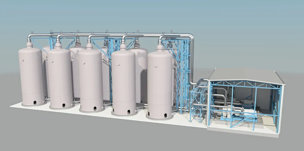 CGI of Stiesdal Storage Technologies' hot rocks thermal energy storage concept