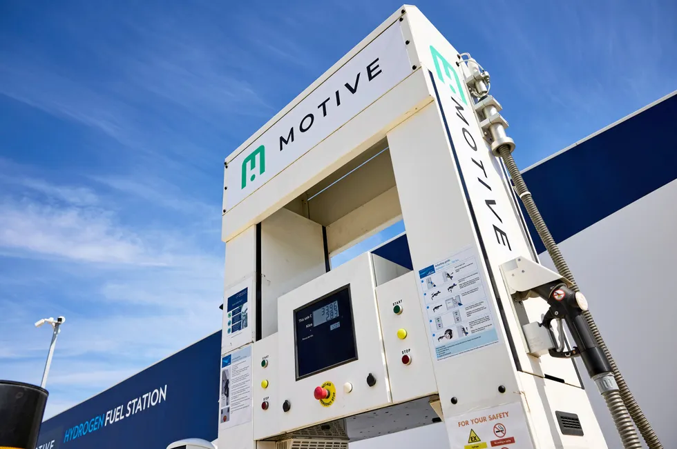 One of Motive's two remaning hydrogen pumps, on an industrial estate in Birmingham, central England.