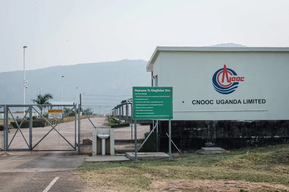 Primed to move: CNOOC International's Kingfisher exploration camp on the shores of Lake Albert