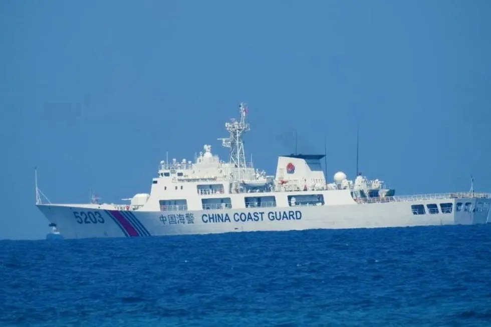 Aggressive stance: a China Coast Guard patrol ship in the South China Sea