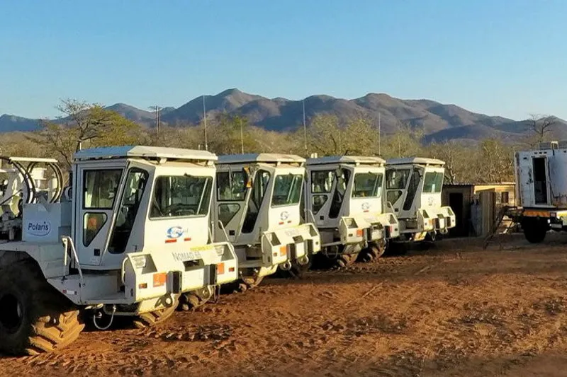 Ground force: seismic trucks in the field at Invictus Energy's acreage in northern Zimbabwe