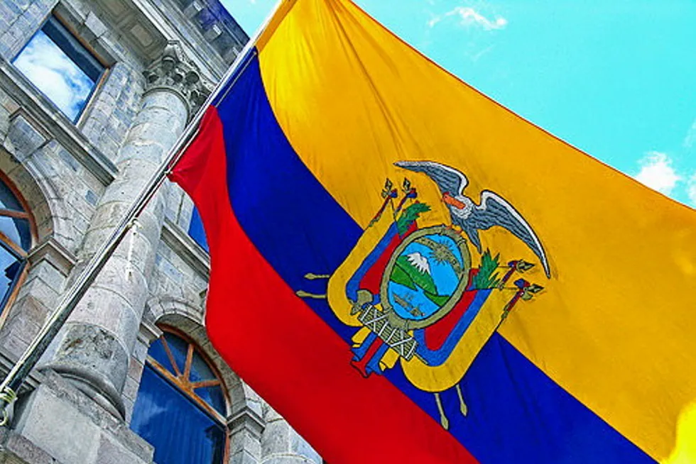 Drilling plans: Ecuador's flag at presidential palace