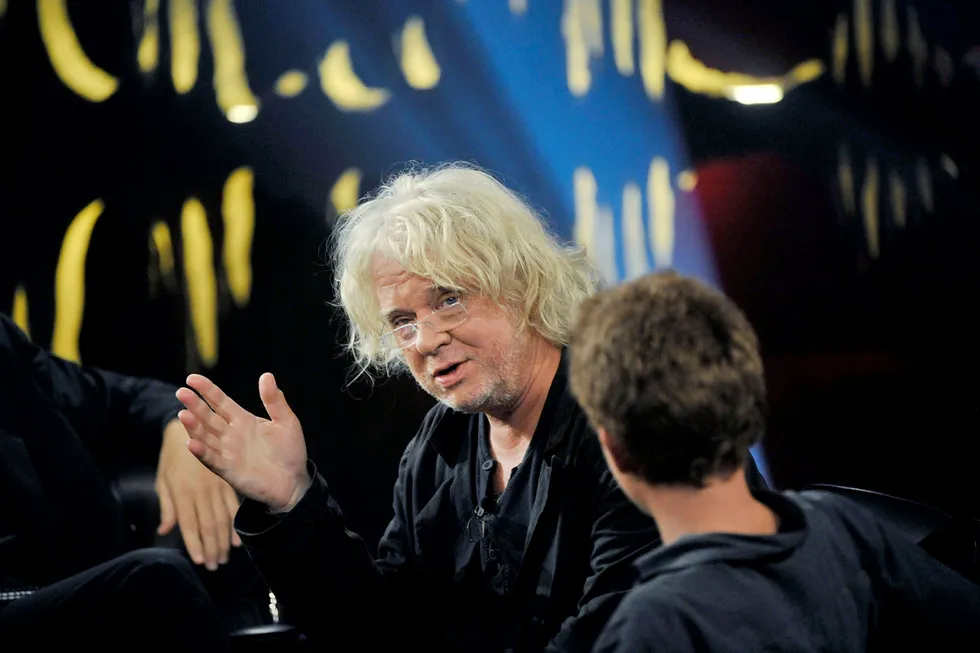 Kunstner Odd Nerdrum på innspillingen av TV-programmet Skavlan i Stockholm i 2011.