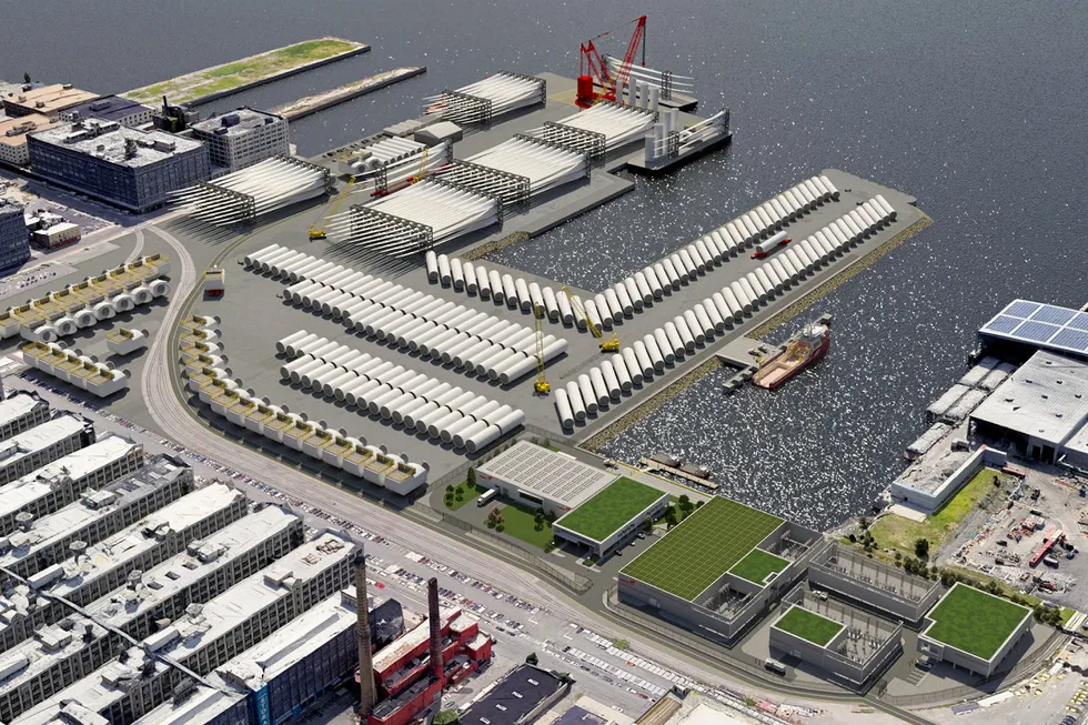 Redevelopment: artistic rendering of concept for site development of the South Brooklyn Marine Terminal (not final)