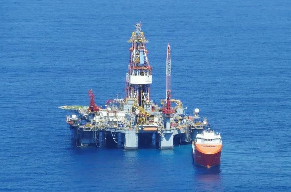 Drilling: the semi-submersible Ocean Monarch is drilling the production wells at the Sole field