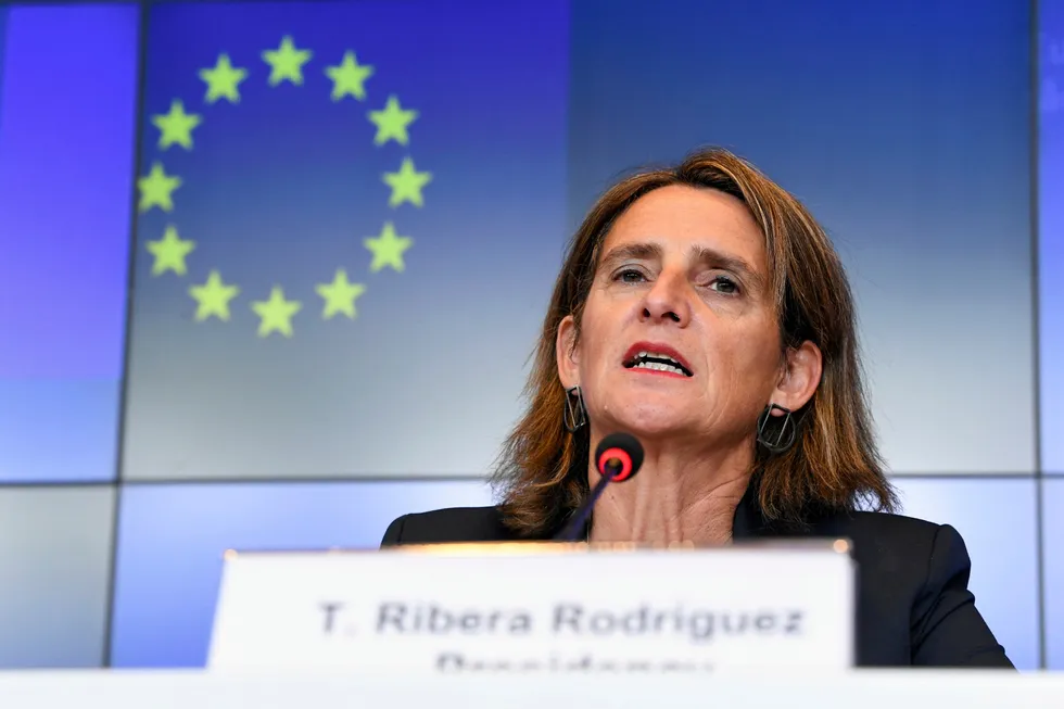 Teresa Ribera, acting ecological transition minister of Spain, which currently holds the EU Council presidency