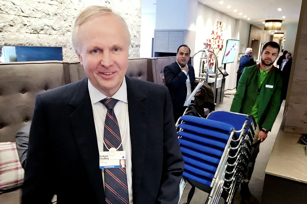 Robert Dudley er sjef for BP, og entusiastisk til Aker BP når DN møter ham etter et oljetoppmøte under World Economic Forum i Davos. Foto: Jostein Løvås