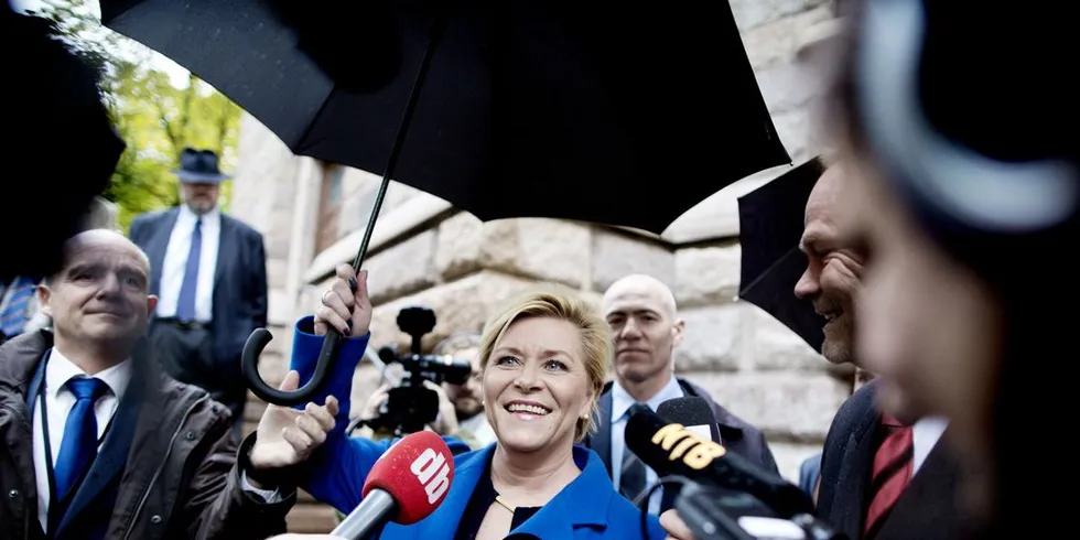 Finansminister Siv Jensen fjernet arveavgiften da statsbudsjettet for 2014 ble lagt frem. Et av regjeringens beste tiltak, mener FiskseribladetFiskaren på lederplass. Foto: Ida von Hanno Bast, DN