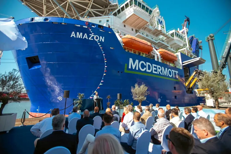 Christening: US contractor McDermott's newly-converted ultra-deepwater pipelay and construction vessel Amazon