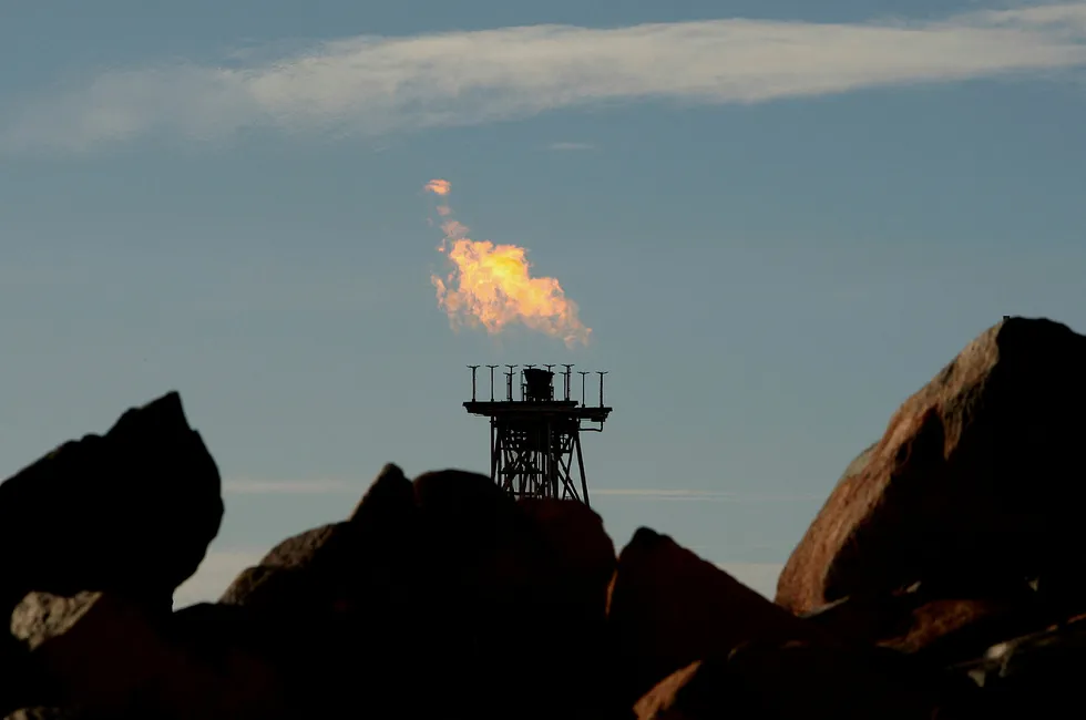 Greenhouse gas emitter: a gas flare at the Woodside-operated North West Shelf Venture in Western Australia