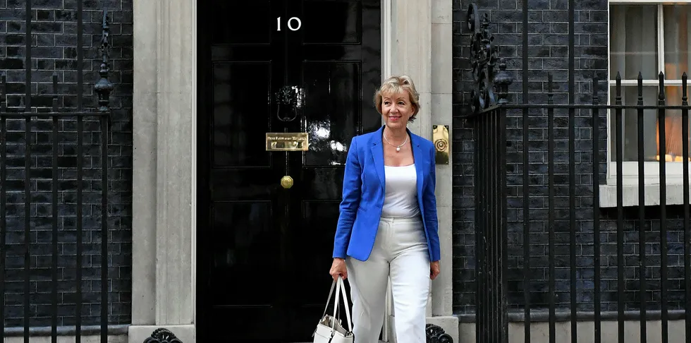 Andrea Leadsom leaves Number 10, Downing Street after being appointed Secretary of State for Business, Energy and Industrial Strategy on July 24, 2019 in London, England.