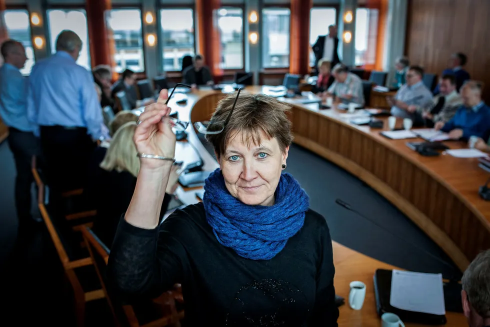 Leder for fagforbundet i LO, Mette Nord, maner til rødgrønn samling. Foto: Klaudia Lech