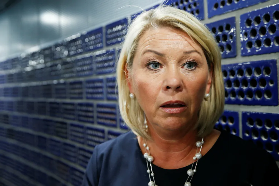 Næringsminister Monica Mæland forventer at antall kvinnelige toppledere i selskaper med statlig eierandel tar seg opp. Foto: Pedersen, Terje