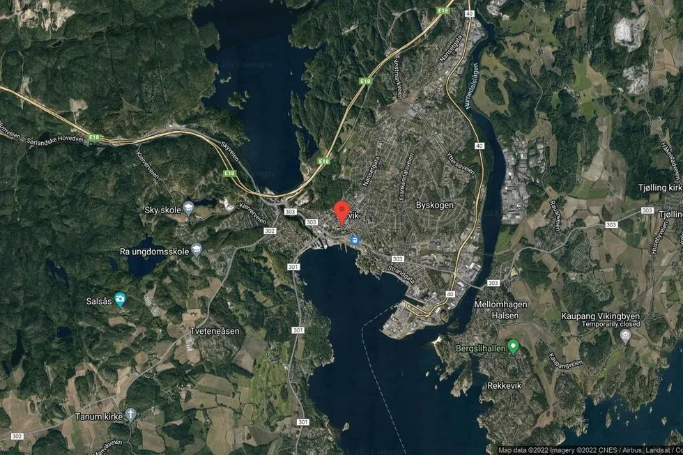 Området rundt Nedre Torggate 9, Larvik, Telemark og Vestfold