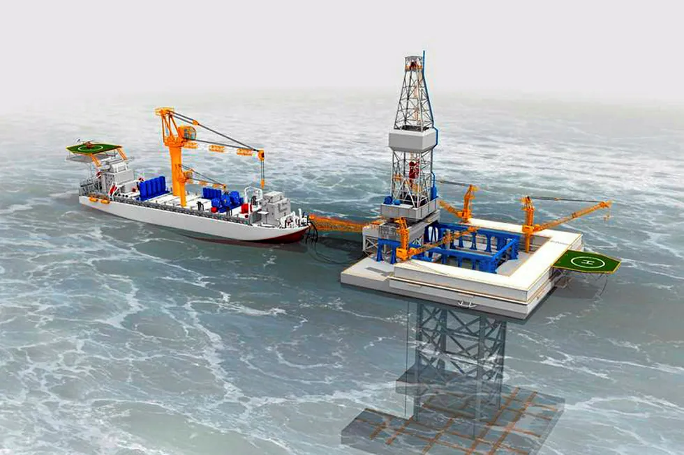 An earlier impression: the Calm Ocean 101 mono-column platform co-developed by offshore industry veteran Brian Chang and rig designer Peter Nimmo