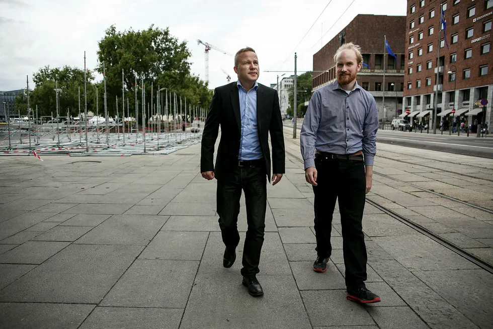 - Vi vil lage et møteområde som ikke er på premissene til de venstreliberale, sier Resett-redaktør Lurås (til venstre). Til høyre videoprodusent Bjørn Ihler. Foto: Nicklas Knudsen