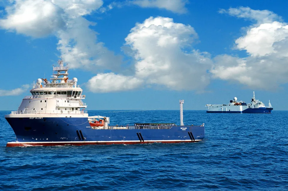 Staying busy: The BGP Glory supply vessel on a seismic survey.