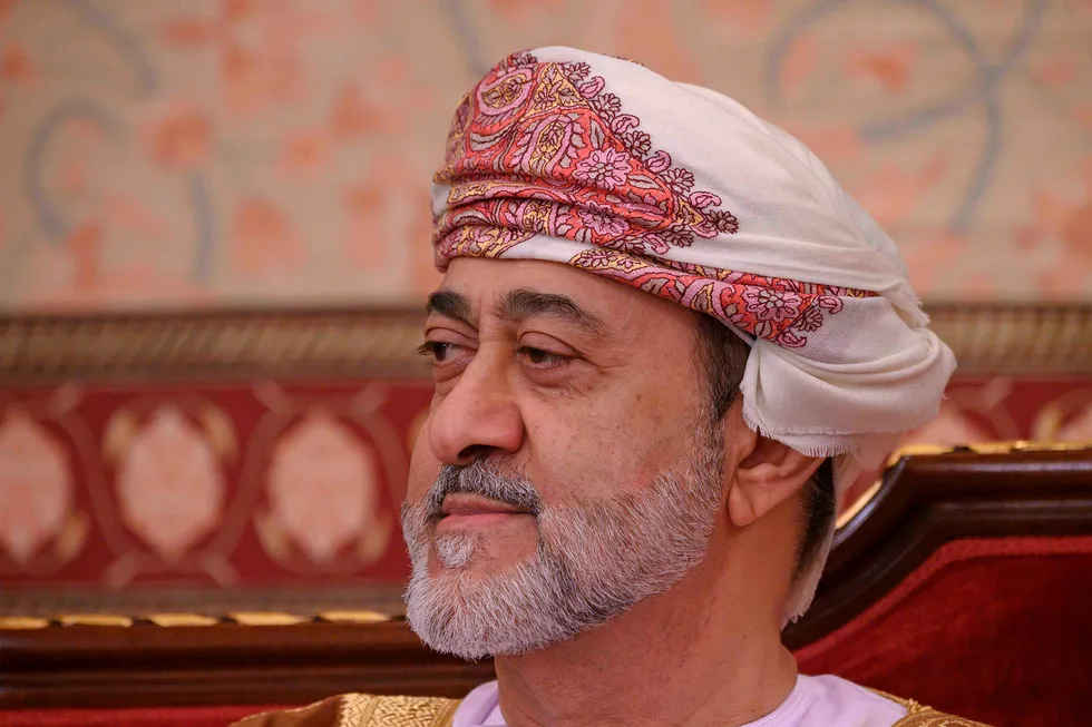 Endorsement: Oman's Sultan Haitham bin Tariq at the al-Alam palace in the capital Muscat