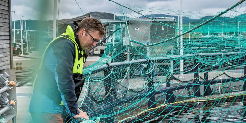 STORE FIKK MEST: De største oppdretterne har fått flest tillatelser. Veterinær og forsker Arve Nilsen tror ikke det nødvendigvis er til det beste for miljø og fiskevelferd. Her på AkvaFutures anlegg på Sæterlandet i Velfjord i Brønnøy.