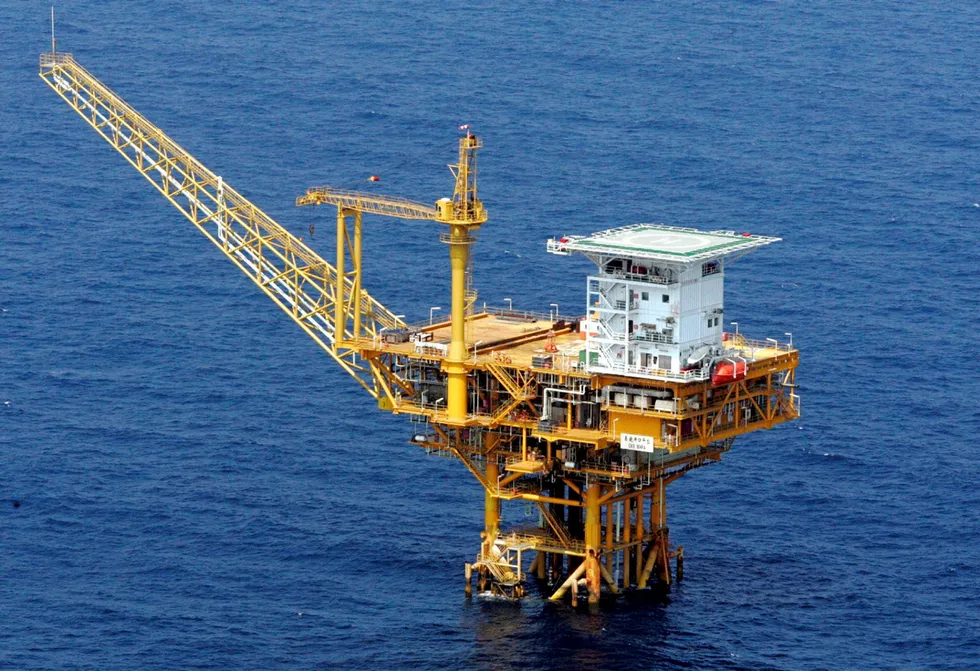 In operation: the Chunxiao gas platform in the East China Sea.