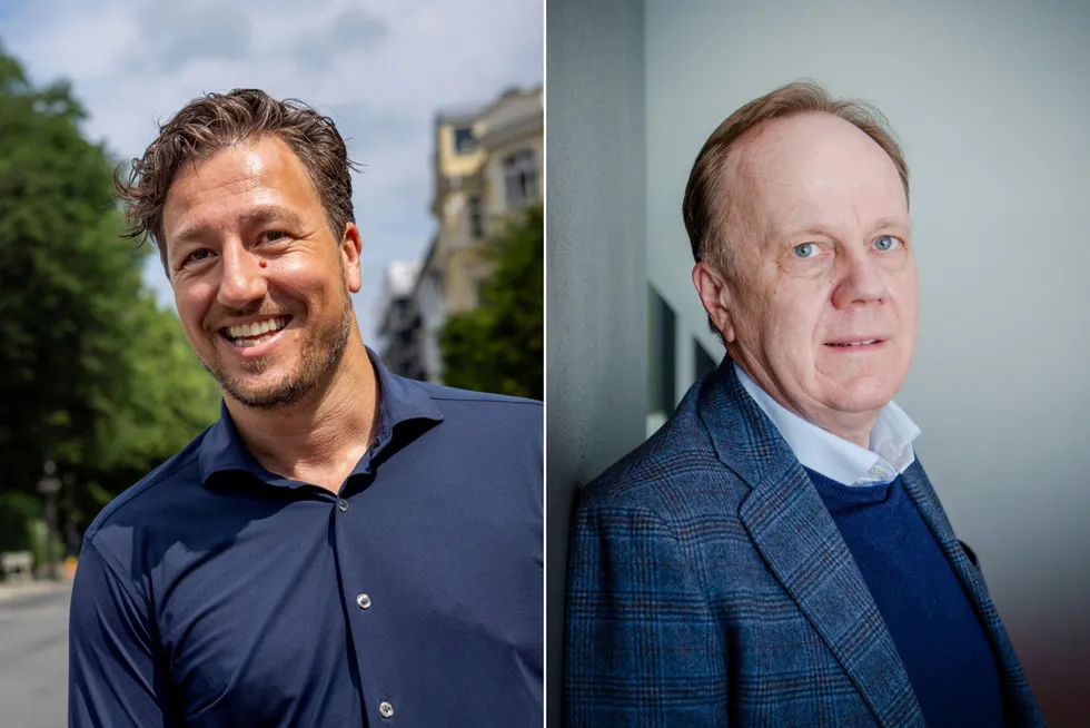 Meglerne har sagt opp jobbene sine, og bekrefter ovenfor E24 mandag at de vil etablere en eiendomsmeglingsvirksomhet rettet mot luksussegmentet. Fra venstre: Odd Kalsnes og Hans Houeland.