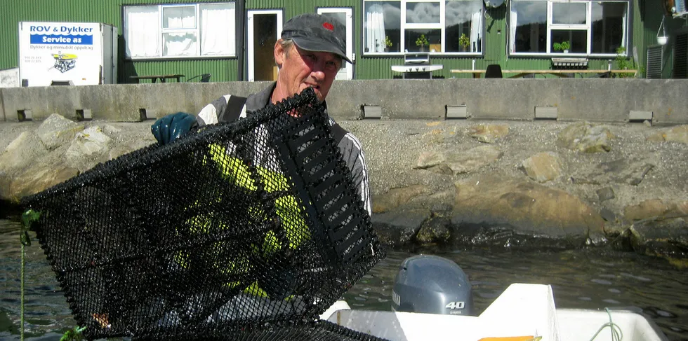 FORNØYD: - Jeg tok leppefisk-kvoten på rundt to måneders fiske og er fornøyd med sesongen, sier Thor Gunnar Olsen fra Abelnes i Flekkefjord.