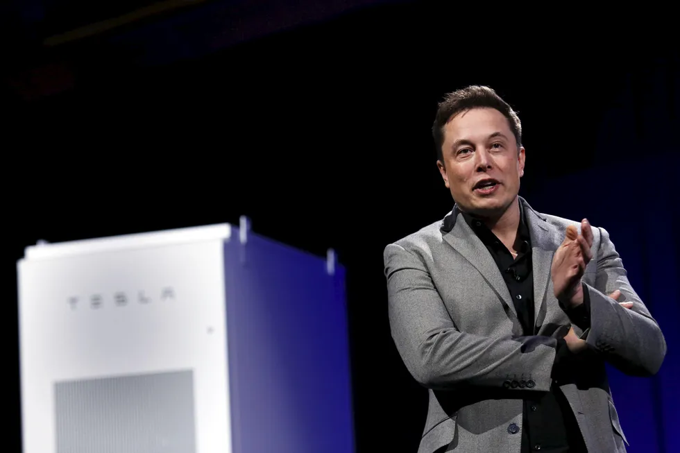 Tesla-sjef Elon Musk forventer å levere 55.000 biler i løpet av året. Foto: Patrick T. Fallon, Reuters/NTB Scanpix