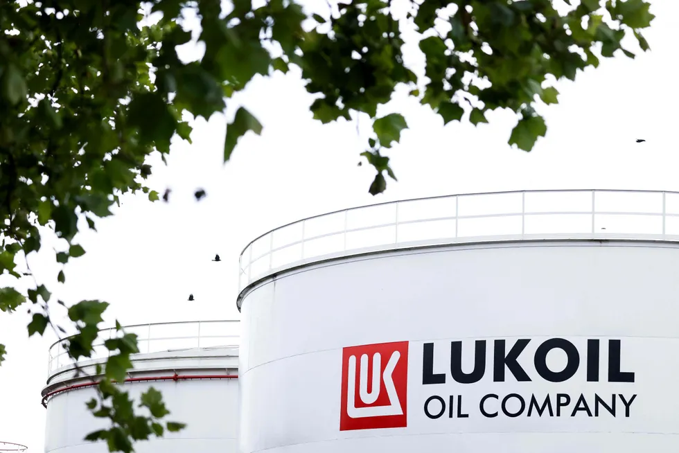 Resources hunt: Fuel storage tanks near Brussels in Belgium that are operated by Russian oil producer Lukoil.