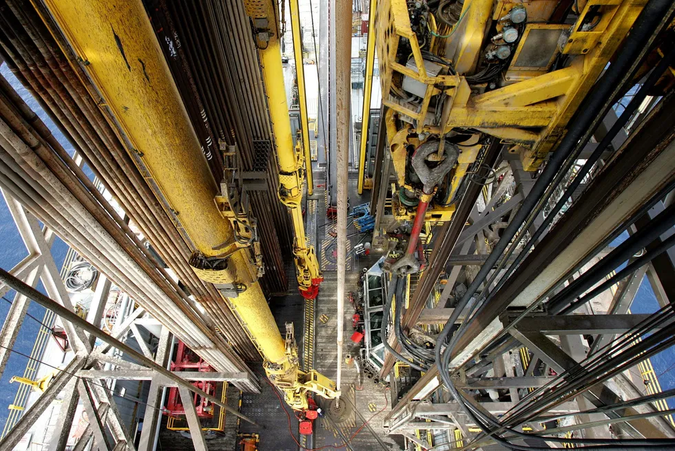 The drillfloor on an offshore exploration rig.